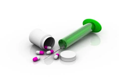 Medicaments on white background. Stock Illustration