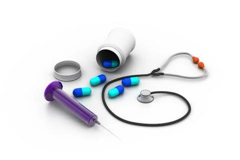 Medicaments on white background. Stock Illustration