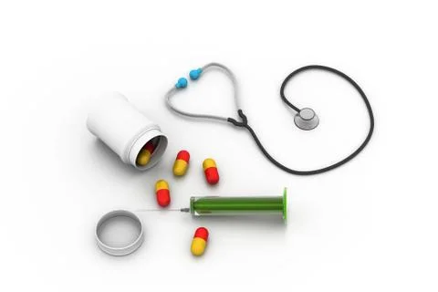 Medicaments on white background. Stock Illustration