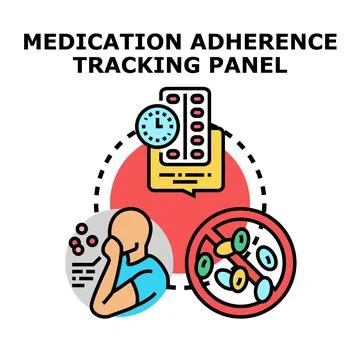 Medication adherence tracking panel health concept Stock Illustration