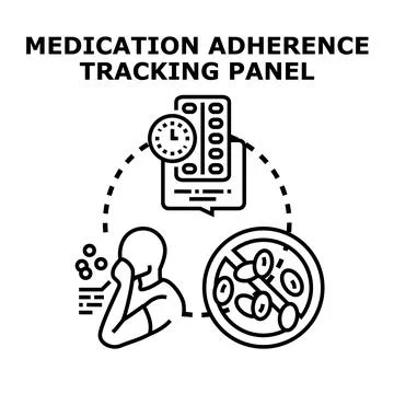 Medication adherence tracking panel health concept Stock Illustration