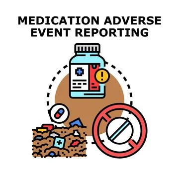 Medication adverse event reporting concept illustration Stock Illustration