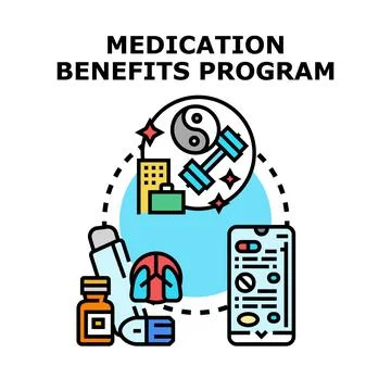 Medication benefits program concept vector illustration Illustration