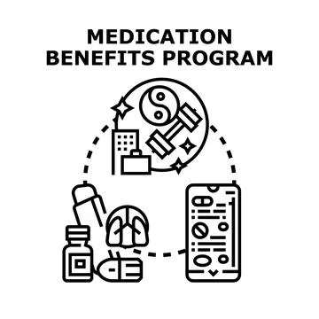 Medication benefits program concept vector illustration Stock Illustration