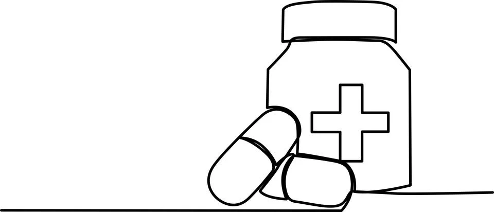 Medication bottle with pills Vector Stock Illustration
