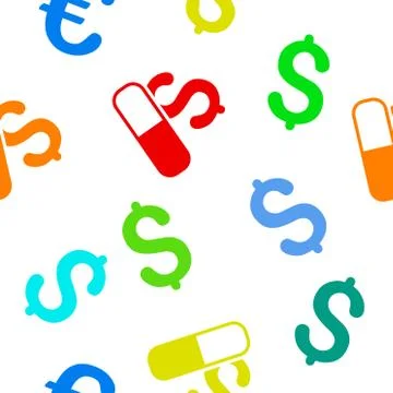 Medication Business Flat Vector Seamless Pattern Stock Illustration