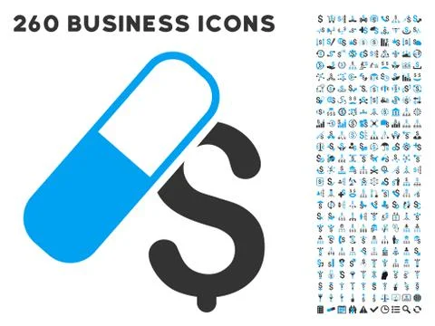 Medication Business Icon with Flat Vector Set Stock Illustration