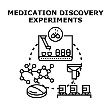 Medication discovery experiment process vector concept Stock Illustration