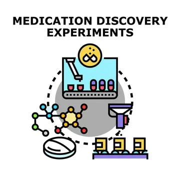 Medication discovery experiment process vector concept Stock Illustration