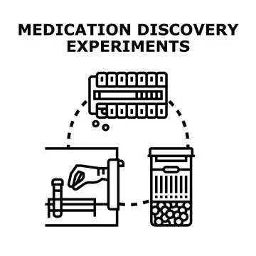 Medication discovery experiment science developing new medicine Stock Illustration