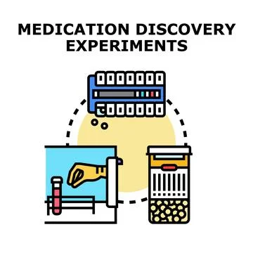 Medication discovery experiment science developing new medicine Stock Illustration