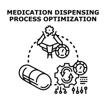 Medication dispensing process optimization automation with technology Illustrazione stock