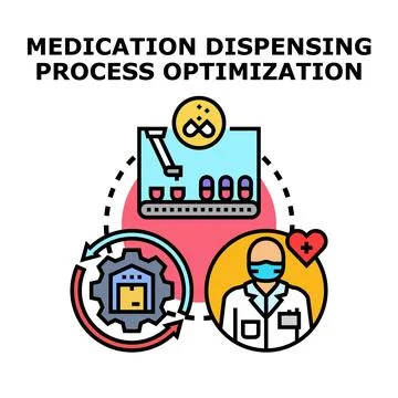 Medication dispensing process optimization concept vector イラスト素材