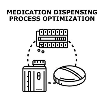 Medication dispensing process optimization vector concept Stock Illustration