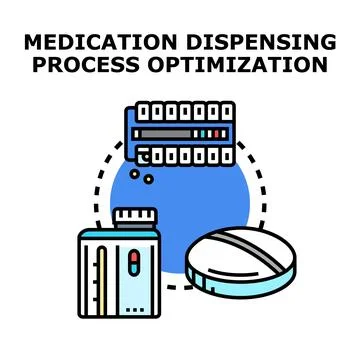 Medication dispensing process optimization vector concept Stock Illustration
