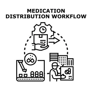 Medication distribution workflow process diagram イラスト素材
