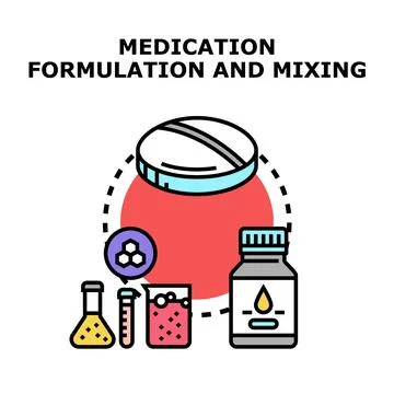 Medication formulation and mixing process concept Stock Illustration
