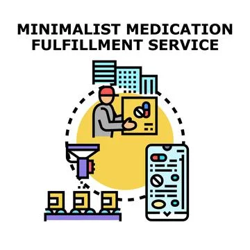 Medication fulfillment service concept using online delivery Stock Illustration