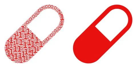 Medication Granule Mosaic of Binary Digits Illustrazione stock