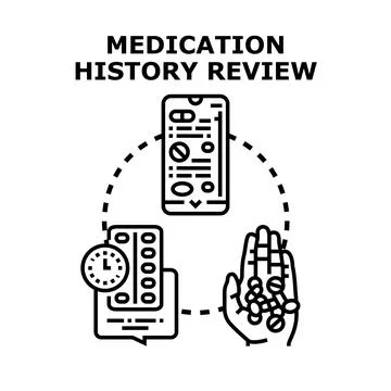 Medication history review concept vector illustration Stock Illustration