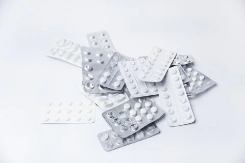Medication holders in white background Stock Photos