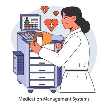 Medication Management Systems concept. Flat vector illustration. Stock Illustration