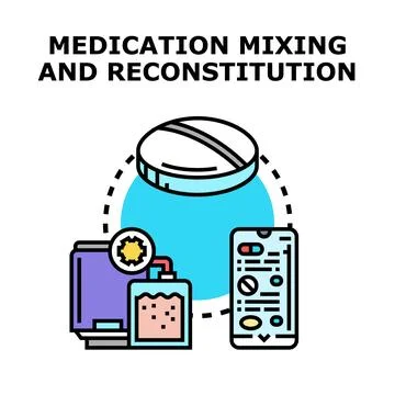 Medication mixing and reconstitution process in healthcare Stock Illustration