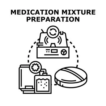 Medication mixture preparation process icon concept Stock Illustration