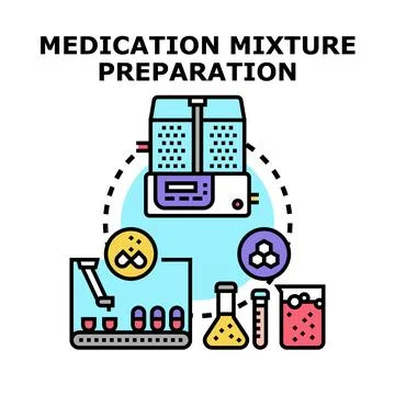 Medication mixture preparation process in laboratory equipment Stock Illustration