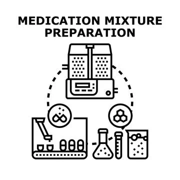Medication mixture preparation process in laboratory equipment Stock Illustration