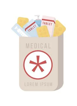 Medication package delivery semi flat color vector object Stock Illustration