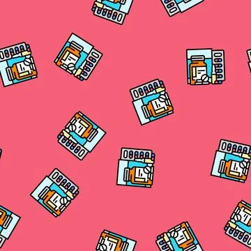 Medication packaging pharmacist vector seamless pattern イラスト素材