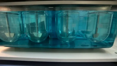 Medication pills dissolution testing in laboratory Stock Footage 70316527