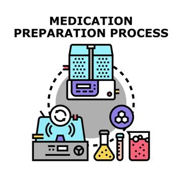 Medication preparation process vector concept illustrating pharmacy Stock Illustration