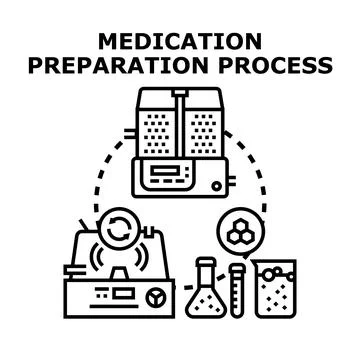 Medication preparation process vector concept illustrating pharmacy Stock Illustration