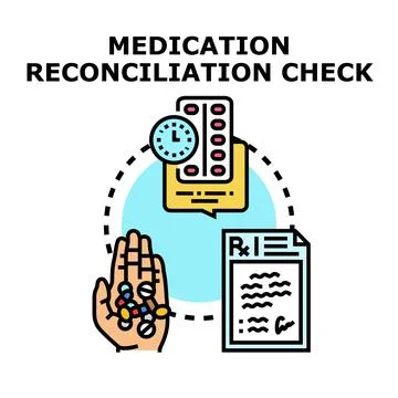 Medication reconciliation check process for patient safety Stock Illustration