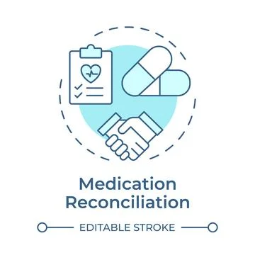 Medication reconciliation soft blue concept icon Stock Illustration