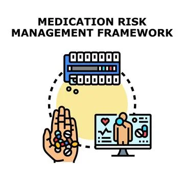 Medication risk management framework with digital oversight Stockillustratie