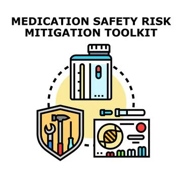 Medication safety risk mitigation toolkit concept illustration Stock Illustration