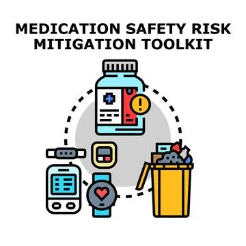 Medication safety risk mitigation toolkit health planning Stock Illustration