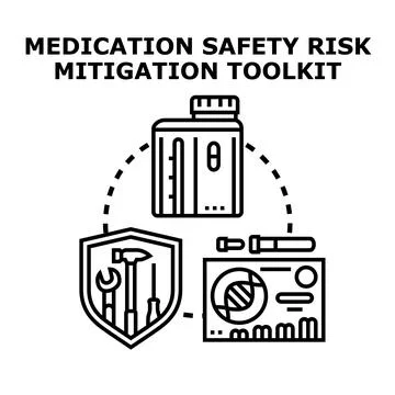 Medication safety risk mitigation toolkit concept illustration Stock Illustration