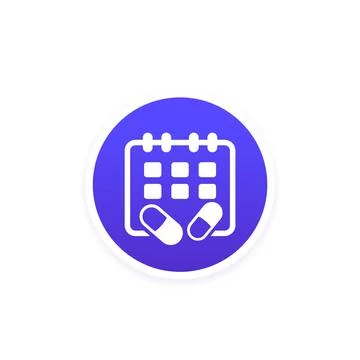 Medication schedule icon with pills and calendar 스톡 일러스트