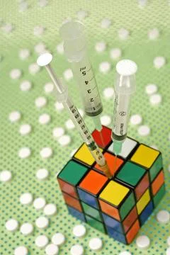 MEDICATION SIDE EFFECT Chance, evolution, genetics. The hazards of treatme... Stock Photos