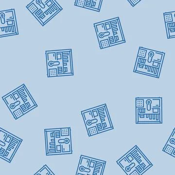 Medication storage pharmacist line seamless pattern Stock Illustration