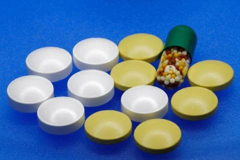 Medication: Tablets and ampule Stock Photos