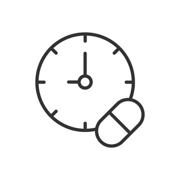 Medication time icon in line design. medicine, pill, clock, schedule, medication Stock Illustration