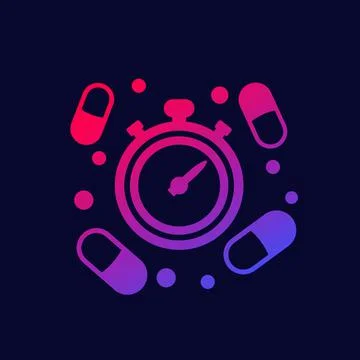 Medication time icon with pills, vector design Stock Illustration