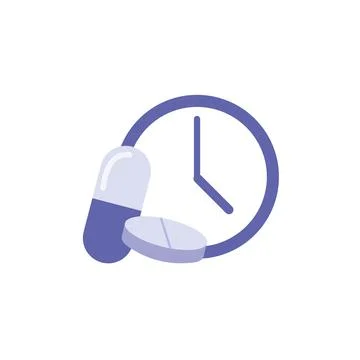 Medication Timing Icon On White Background Illustrazione stock