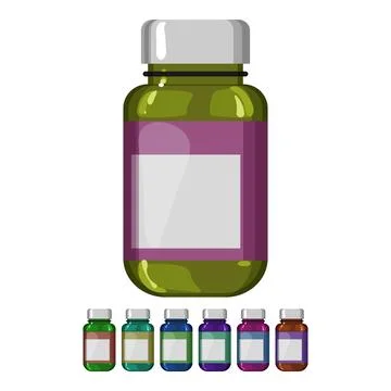 Medication vitamin bottle cartoon vector graphic Stock Illustration