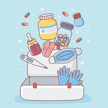 Medications for first aid kit Stock Illustration